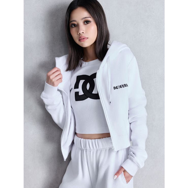 パーカー GYDA×DC OE LOGOショートスウェットZIP UPパーカー レディース GYDA×DC OE LOGOショートスウェットZIP UPパーカー[品番