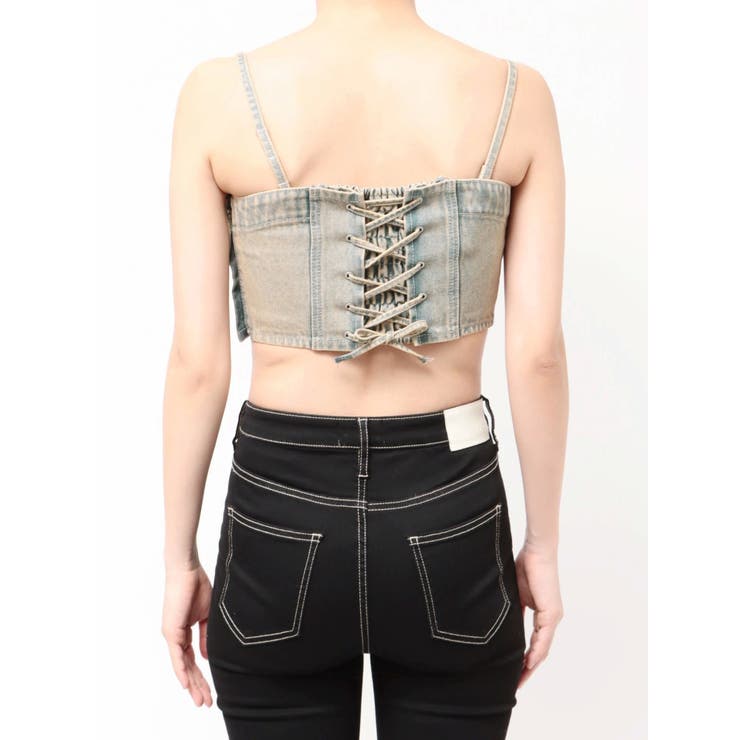 BACKレースUP Corsetデニムビスチェ[品番：MKSW0065304]｜GYDA
