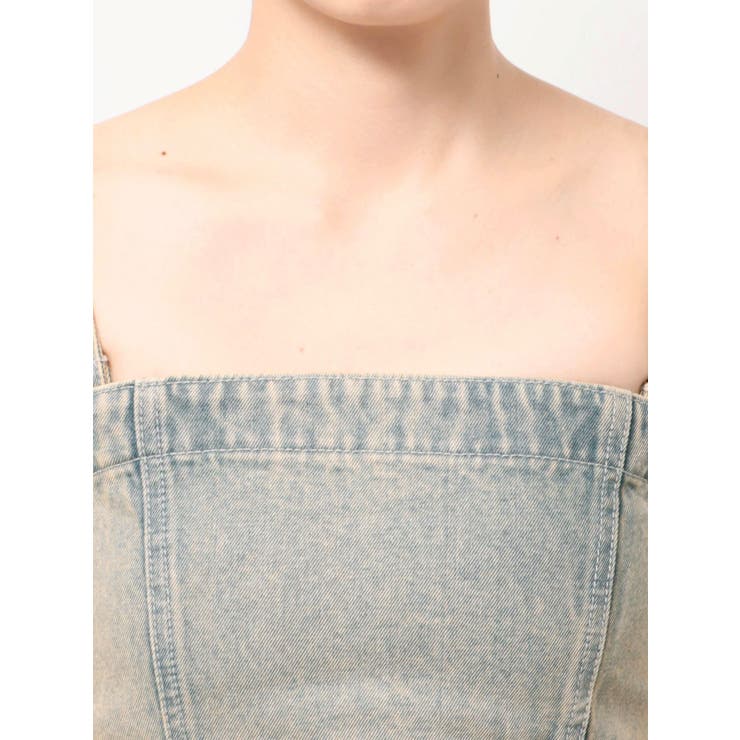 キャミソール BACKレースUP Corsetデニムビスチェ セール】BACKレースUP Corsetデニムビスチェ（キャミソール