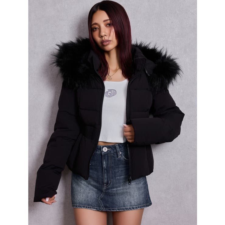 【美品】GYDA ショートダウン ジャケット ベルト無し 黒 GDベルト付きショートダウンコート[品番：MKSW0066480]｜GYDA