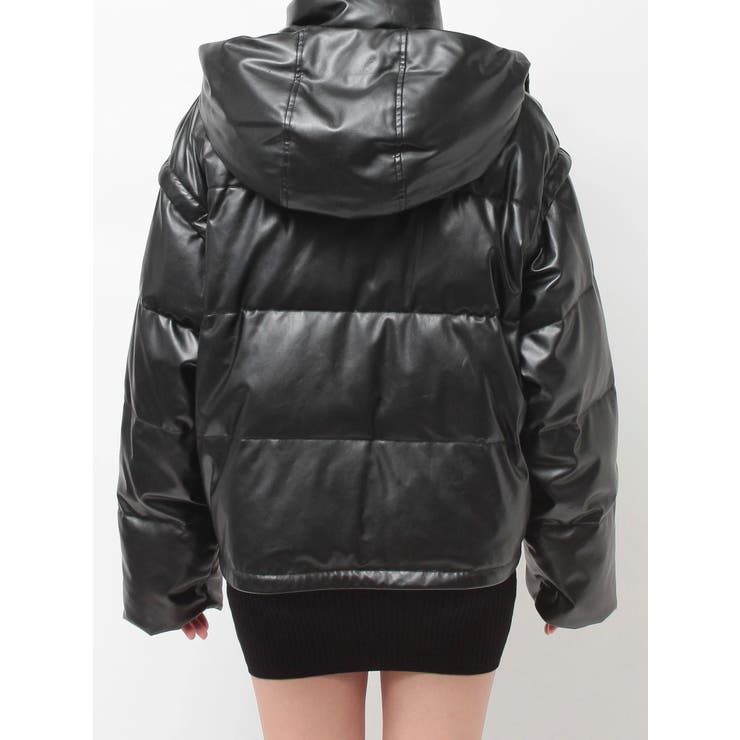 2WAYフェイクレザーミドル丈ダウンコート | GYDA | 詳細画像29 