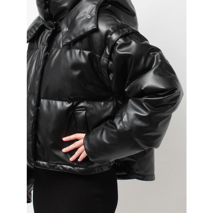 2WAYフェイクレザーミドル丈ダウンコート | GYDA | 詳細画像31 