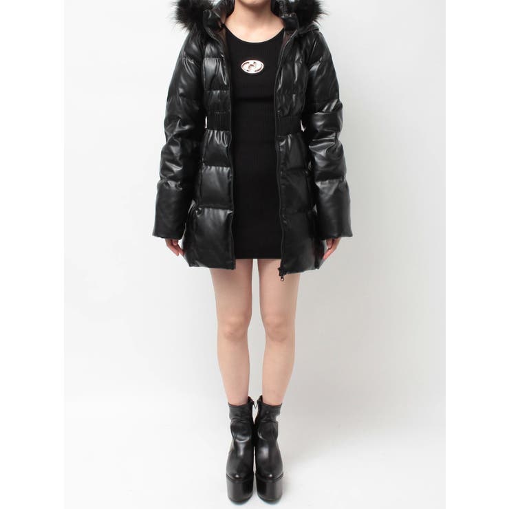 GDベルト付きフェイクレザーロングダウンコート | GYDA | 詳細画像32 