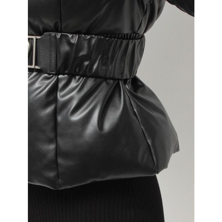 GDベルト付きフェイクレザーショートダウンコート | GYDA | 詳細画像15 