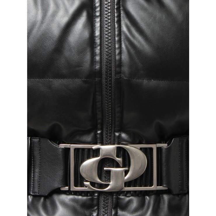 GDベルト付きフェイクレザーショートダウンコート[品番