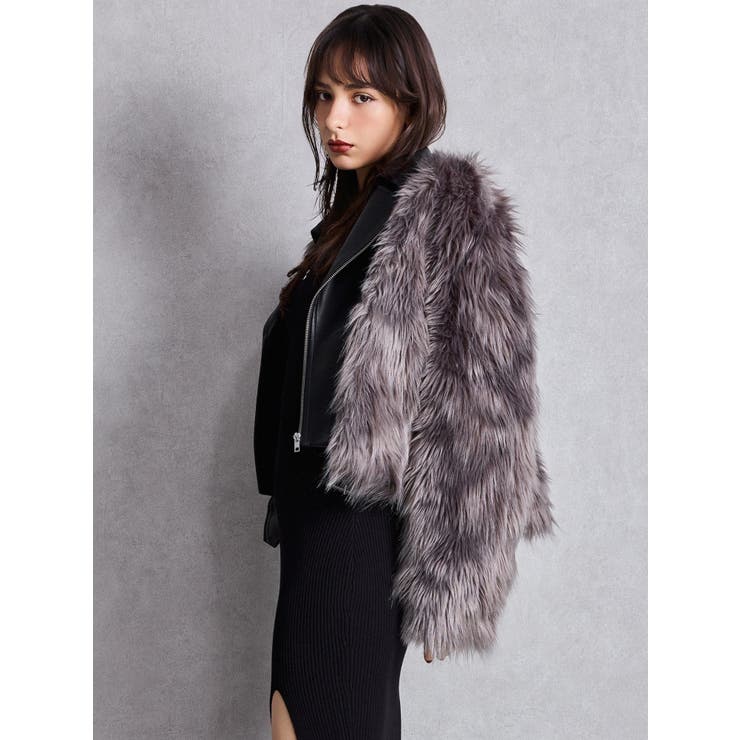 美品✨インゲボルグ　ラムスェード　ライダース　2way　フォックスファー　M SERAPHIN（セラファン）BIKER ANDYバイカーアンディ ラムレザー