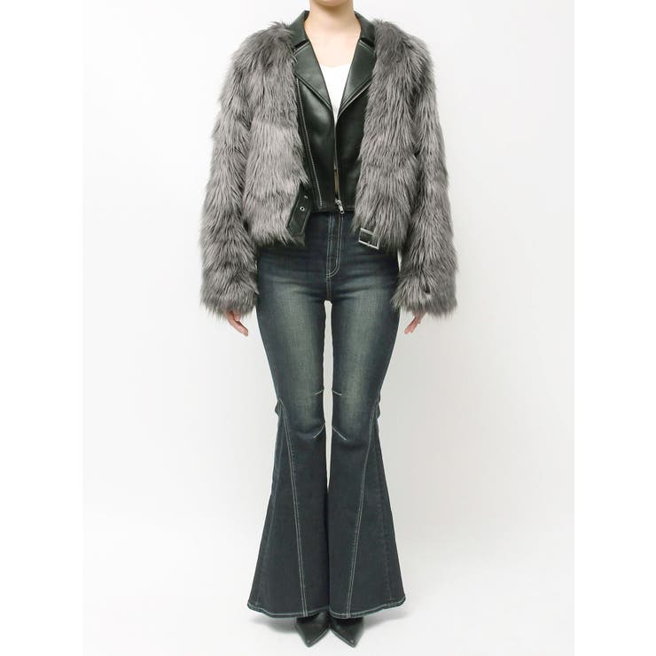 レイヤードエコファーライダースジャケット | GYDA | 詳細画像34 