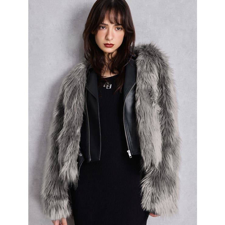 レイヤードエコファーライダースジャケット | GYDA | 詳細画像7 