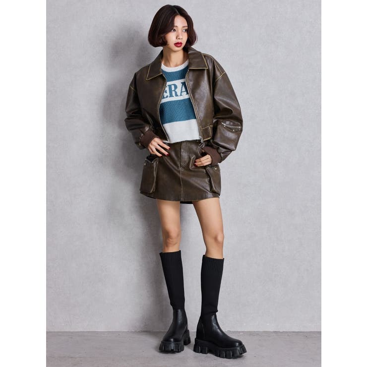 URBAN EDGEフェイクレザーユーティリティーブルゾン | GYDA | 詳細画像10 