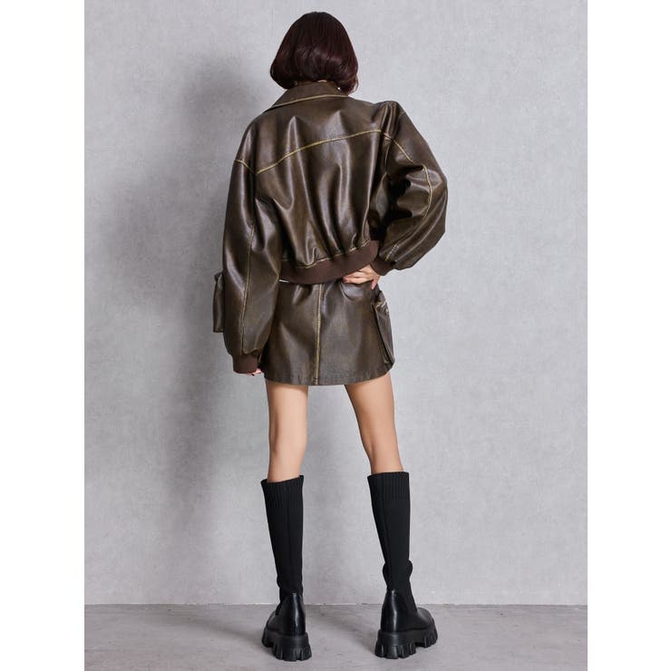 URBAN EDGEフェイクレザーユーティリティーブルゾン | GYDA | 詳細画像12 