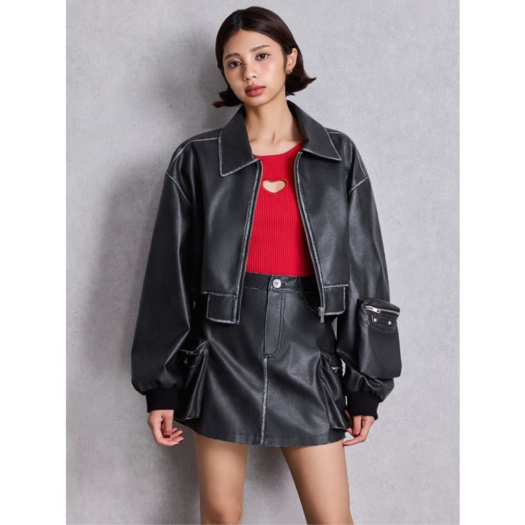 URBAN EDGEフェイクレザーユーティリティーブルゾン | GYDA | 詳細画像13 