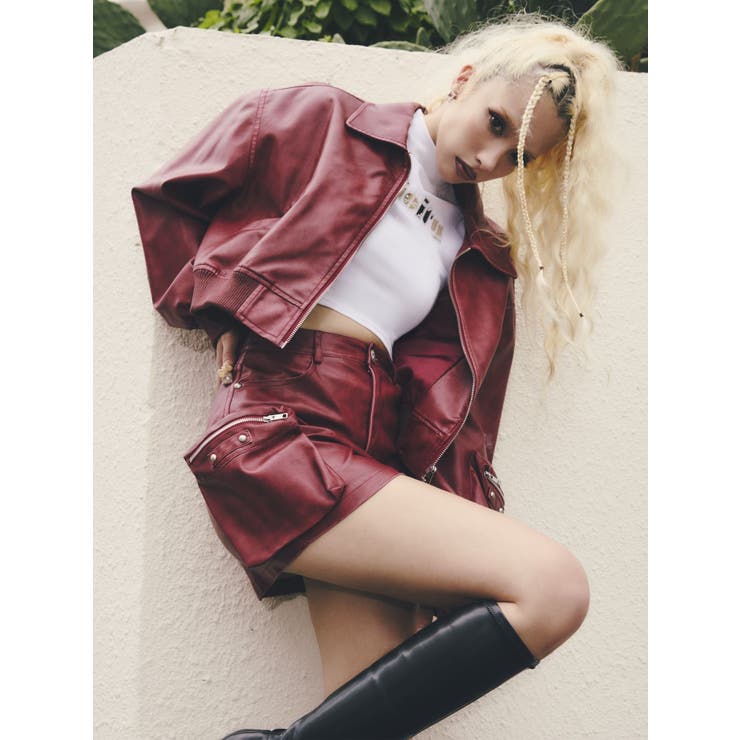 URBAN EDGEフェイクレザーユーティリティーブルゾン | GYDA | 詳細画像2 