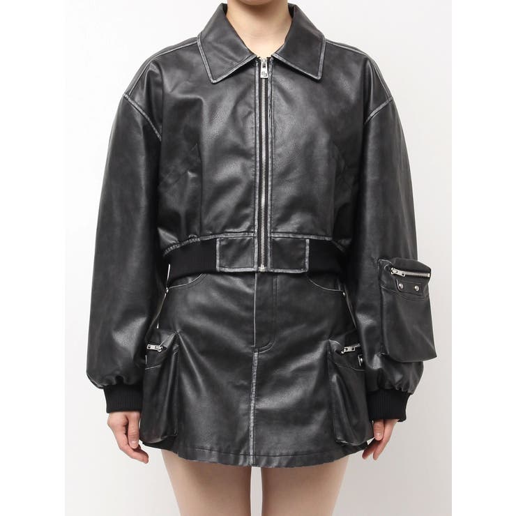 URBAN EDGEフェイクレザーユーティリティーブルゾン | GYDA | 詳細画像25 