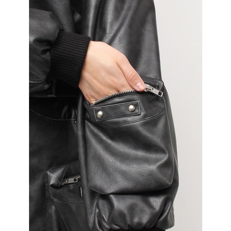 URBAN EDGEフェイクレザーユーティリティーブルゾン | GYDA | 詳細画像30 