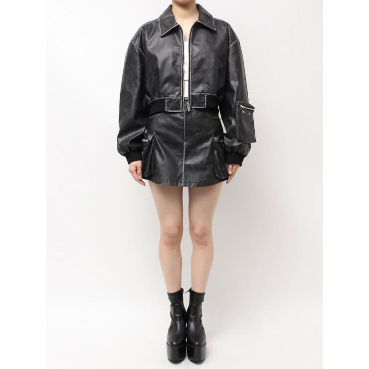 URBAN EDGEフェイクレザーユーティリティーブルゾン | GYDA | 詳細画像35 