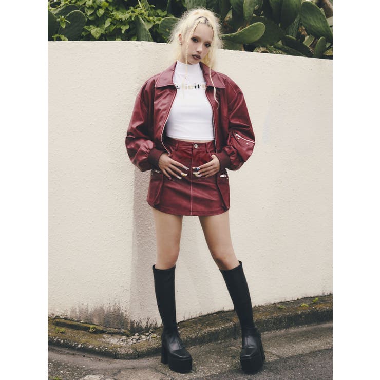 URBAN EDGEフェイクレザーユーティリティーブルゾン | GYDA | 詳細画像5 