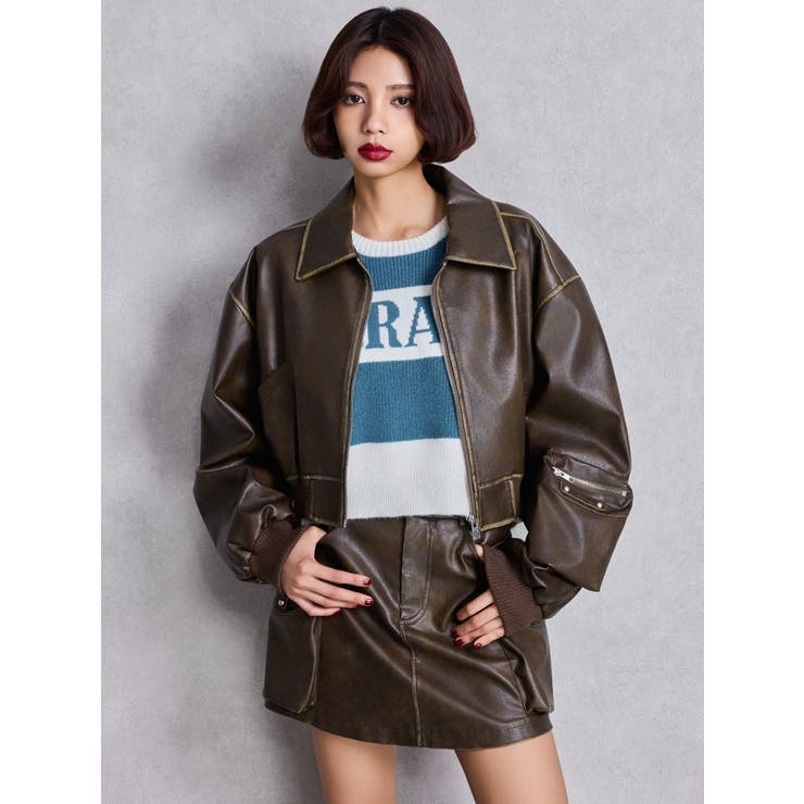 URBAN EDGEフェイクレザーユーティリティーブルゾン | GYDA | 詳細画像8 