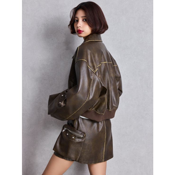 URBAN EDGEフェイクレザーユーティリティーブルゾン | GYDA | 詳細画像9 