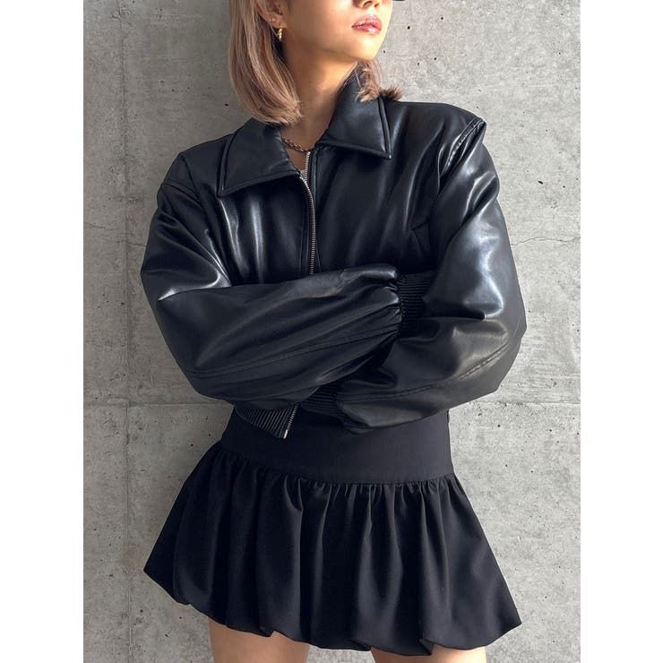 【TINY】fake leatherショートブルゾン | GYDA | 詳細画像4 