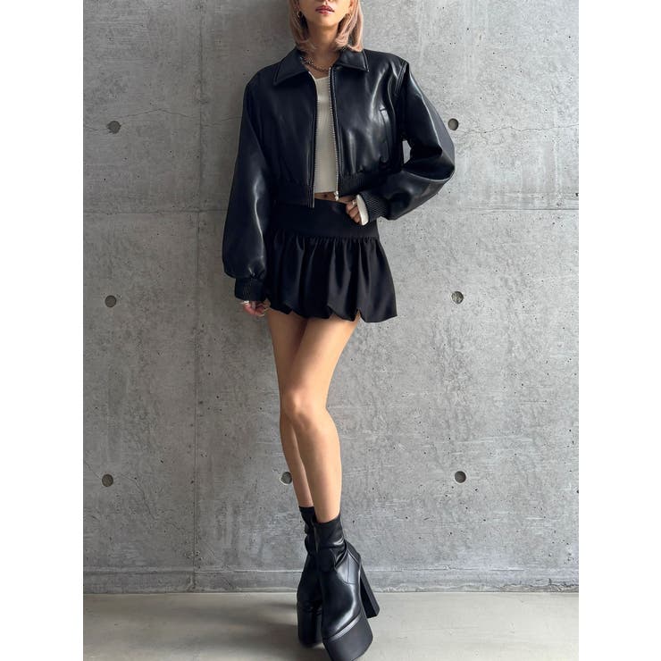 【TINY】fake leatherショートブルゾン | GYDA | 詳細画像7 