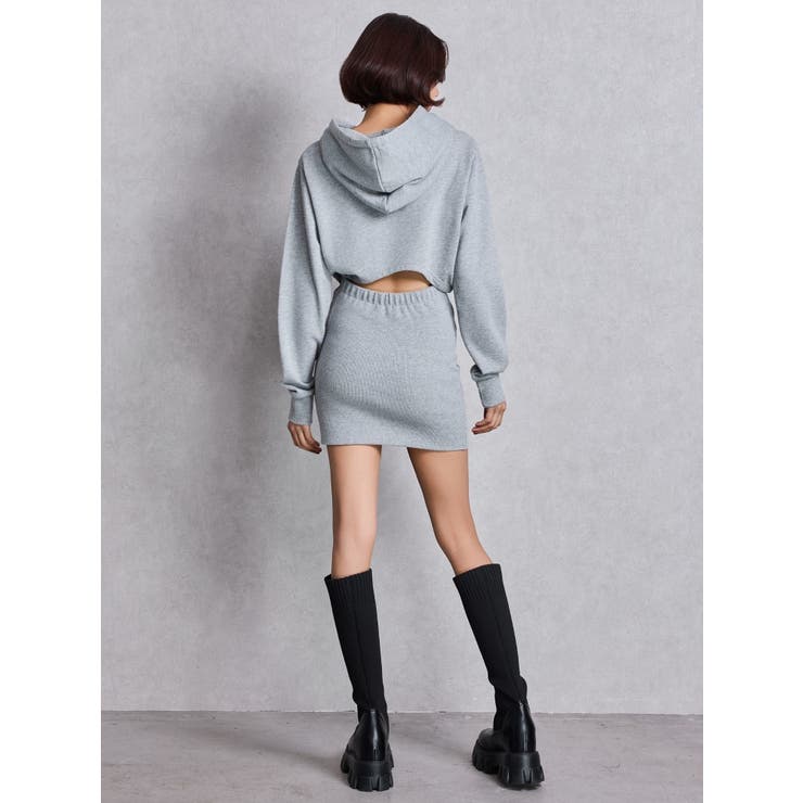 BACK OPENドッキングスウェットパーカーワンピース[品番：MKSW0066497