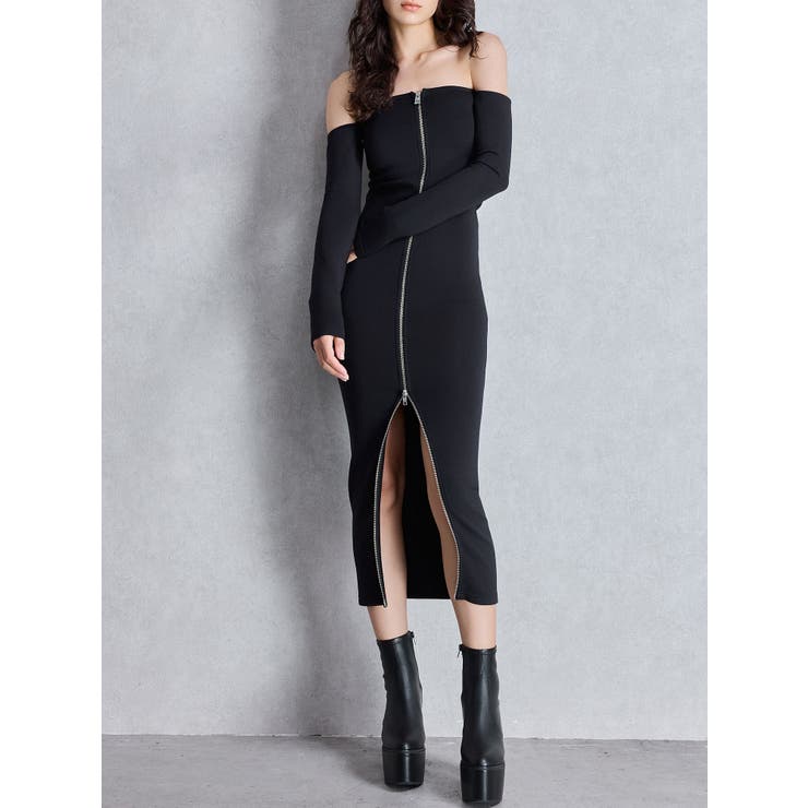 ブラック | GGスライダーオフショルロングワンピース | GYDA