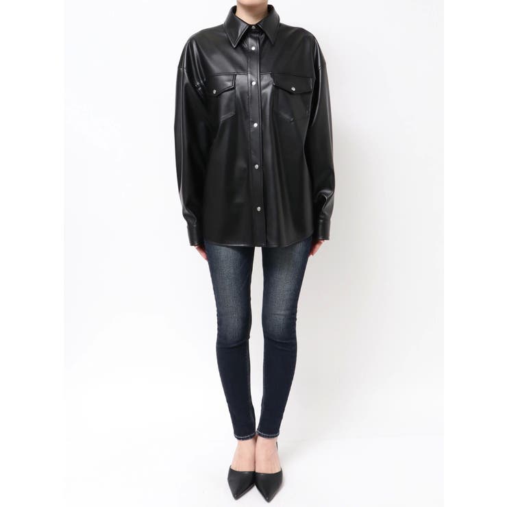 フェイクレザースタイリングシャツ[品番：MKSW0066077]｜GYDA