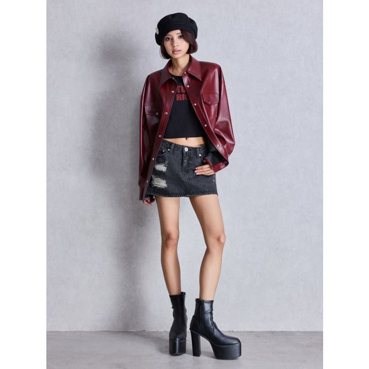 フェイクレザースタイリングシャツ | GYDA | 詳細画像4 