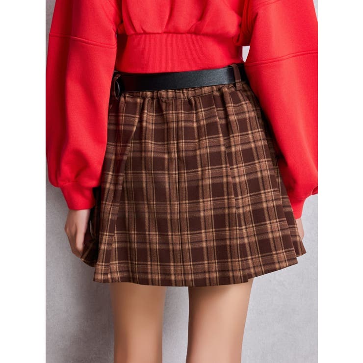 ベルトSETチェックプリーツスカートライクショートパンツ | GYDA | 詳細画像13 