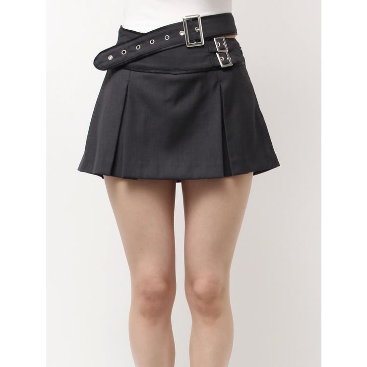 belt designプリーツスカートライクショートパンツ[品番