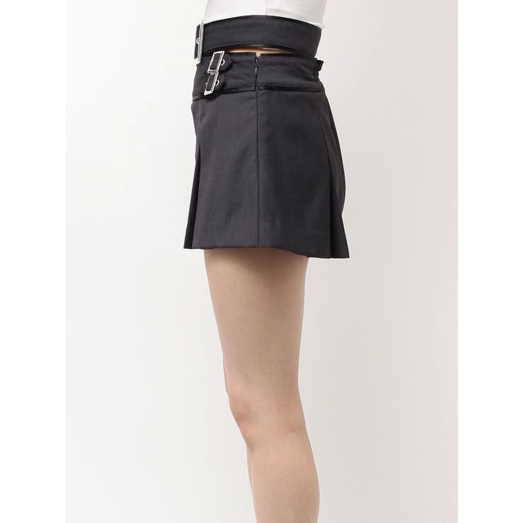 belt designプリーツスカートライクショートパンツ[品番
