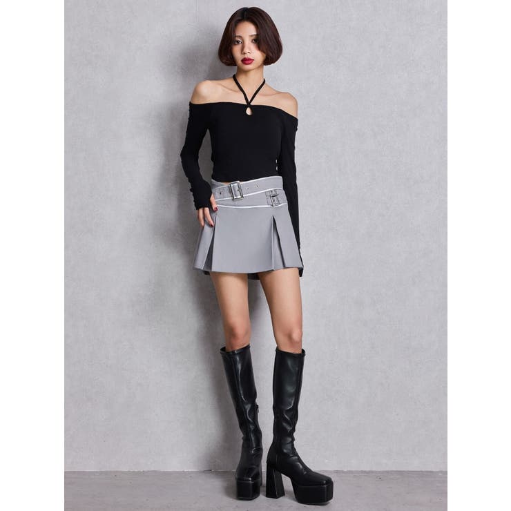 新品♡GYDA ボックスプリーツスカートライクショートパンツ belt designプリーツスカートライクショートパンツ[品番