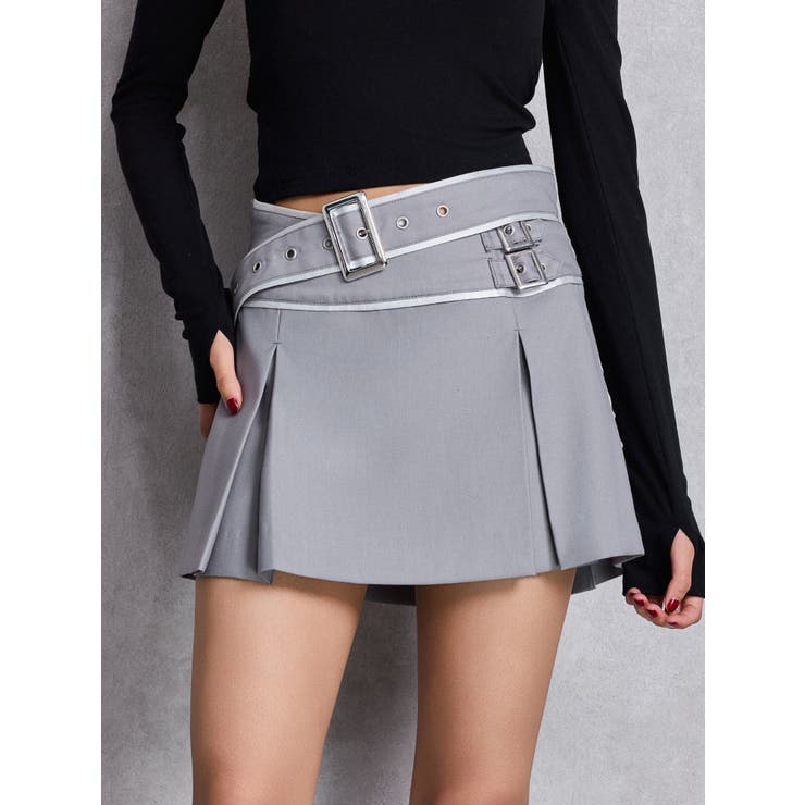 グレー | belt designプリーツスカートライクショートパンツ | GYDA