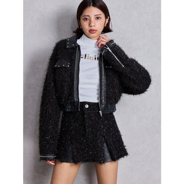 ラメフリンジツイードスカートライクショートパンツ[品番