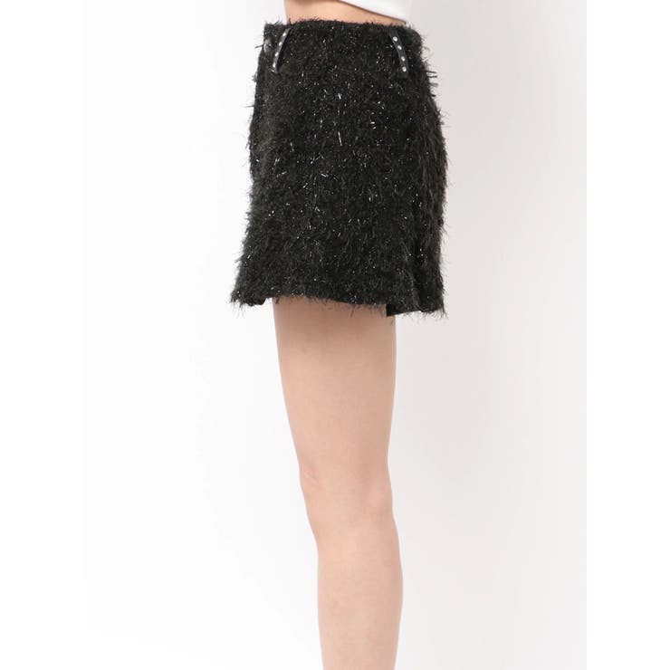 d.i.a. ブラックフリンジ　ラメショートパンツ ラメフリンジツイードスカートライクショートパンツ[品番：MKSW0066073