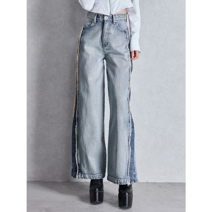 GYDAデニムM ジェイダ GYDA M/W SIDE CUT INNER DAMAGEスキニーデニムPT