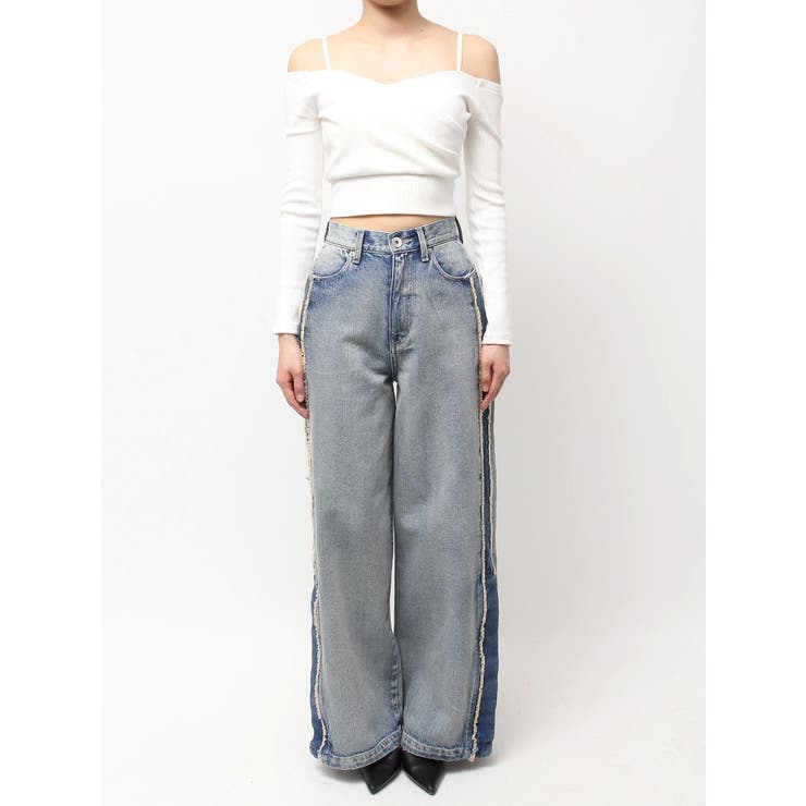 ハイウエストside slit GYDAワイドデニムパンツ[品番