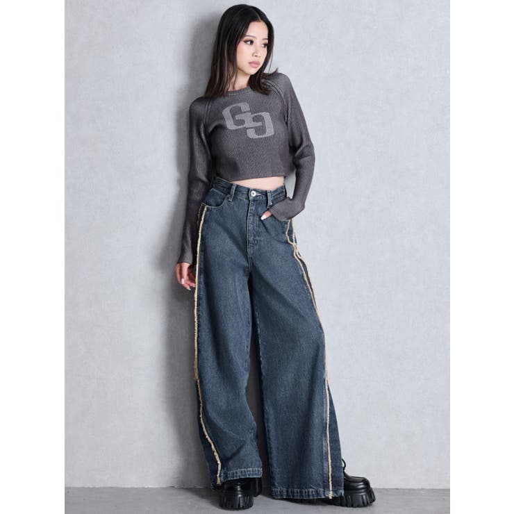 ハイウエストside slit GYDAワイドデニムパンツ | GYDA | 詳細画像3 