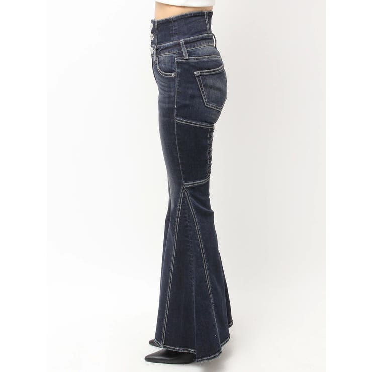 ハイウエストボタンBACKレースアップフレアデニムパンツ | GYDA | 詳細画像20 