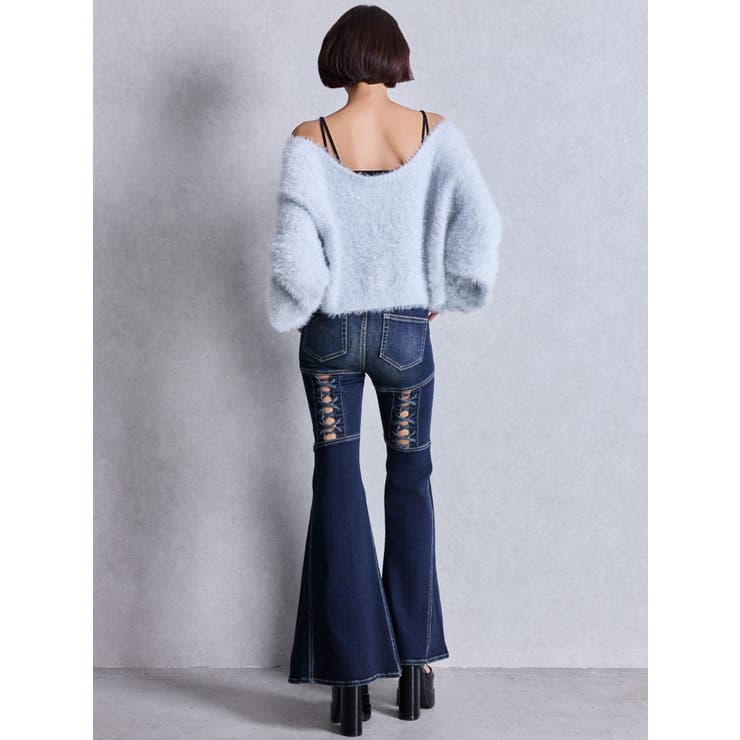 新品 GYDA ハイウエスト サイド フリンジ フレア デニム パンツ ジェイダ ハイウエストSIDEフリンジフレアデニムパンツ[品番：MKSW0063454