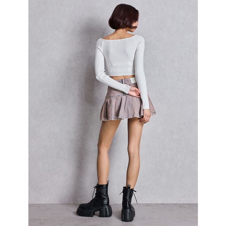 ハイウエストGG POKETプリーツデニムスカートライクショートパンツ | GYDA | 詳細画像11 