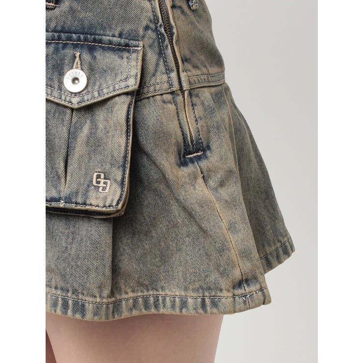ハイウエストGG POKETプリーツデニムスカートライクショートパンツ | GYDA | 詳細画像21 