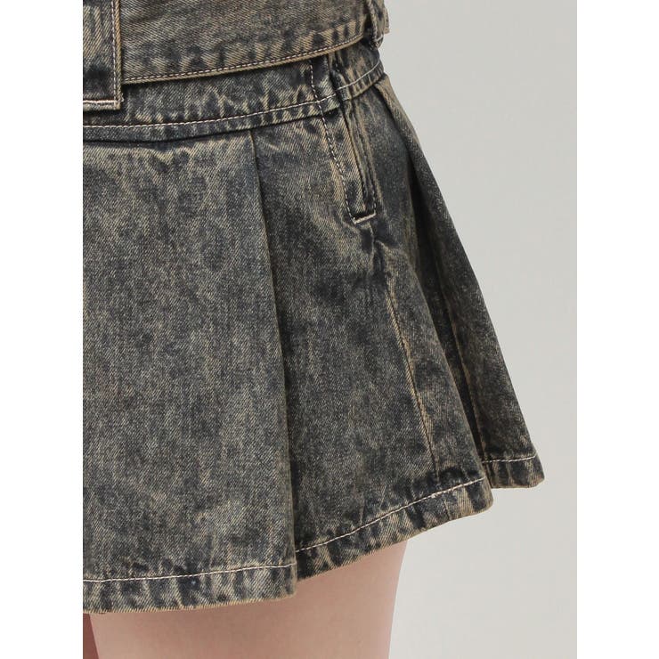 ハイウエストWIDE BELTプリーツデニムスカートライクショートパンツ | GYDA | 詳細画像28 