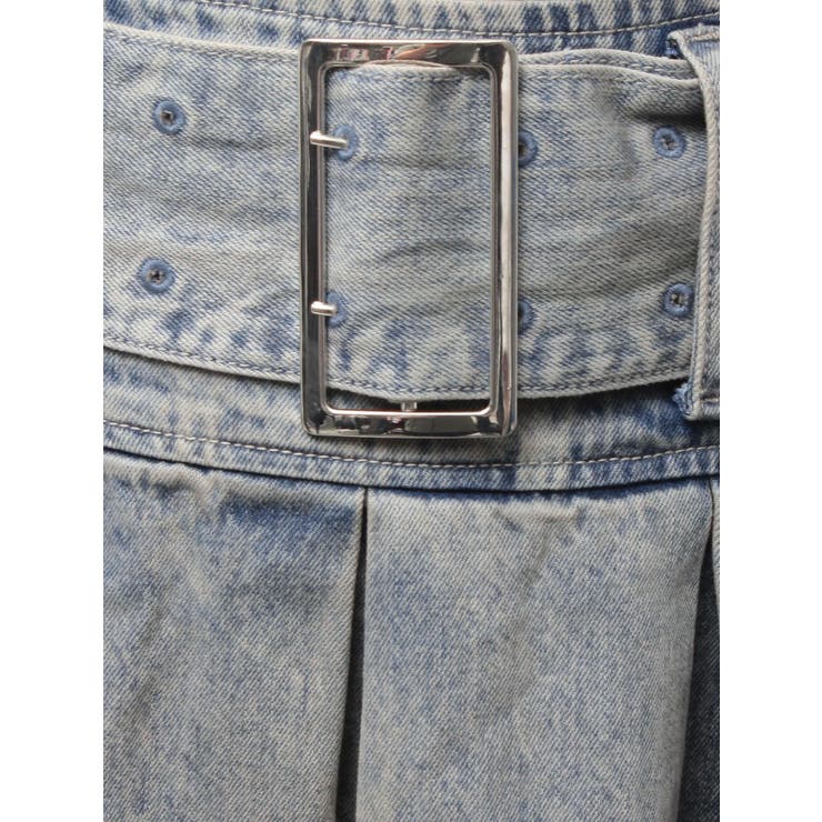 ハイウエストWIDE BELTプリーツデニムスカートライクショートパンツ | GYDA | 詳細画像31 