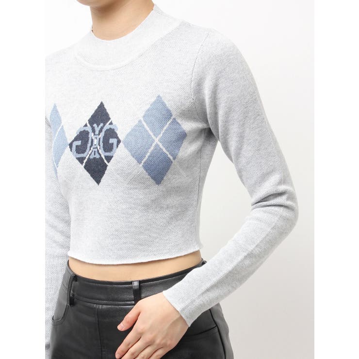 【Area】 Embellished argyleクロップトップ Symmetry GYDA ARGYLEニットトップス[品番：MKSW0066084]｜GYDA