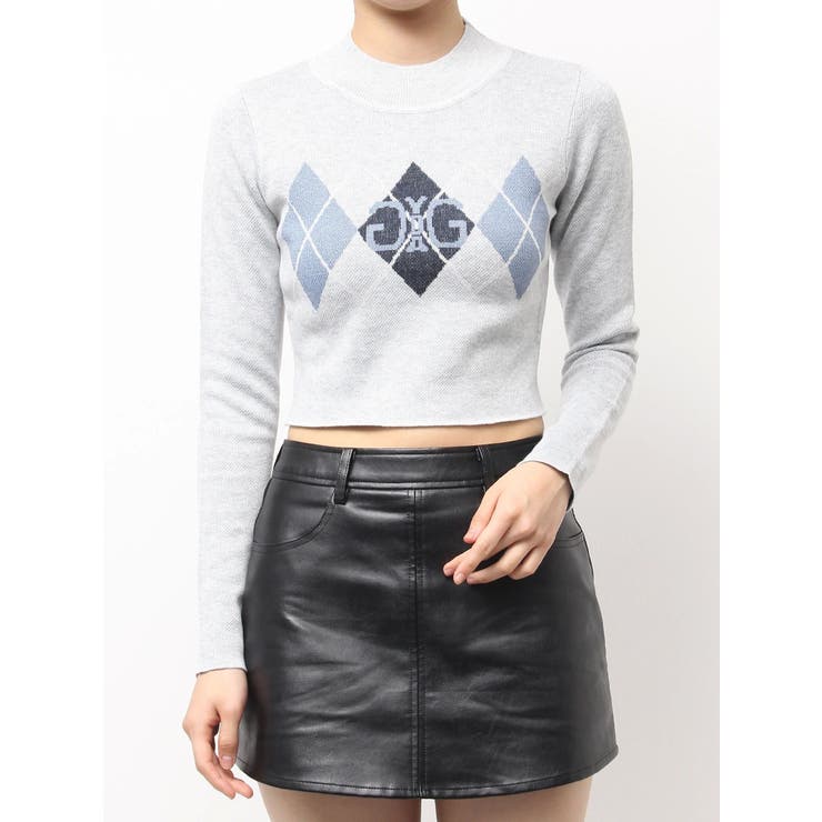 グレー | Symmetry GYDA ARGYLEニットトップス | GYDA