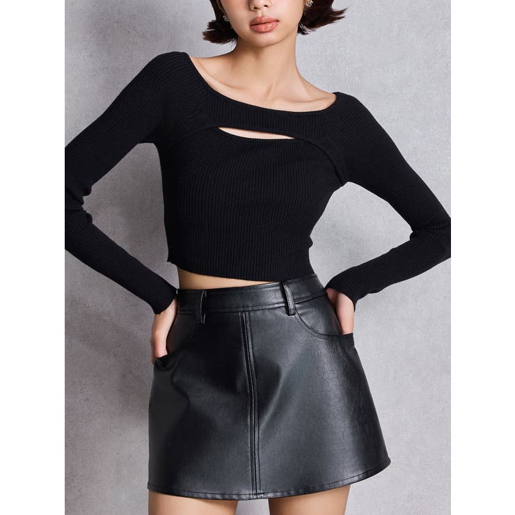 FRONT OPENリブニットトップス[品番：MKSW0066501]｜GYDA（ジェイダ