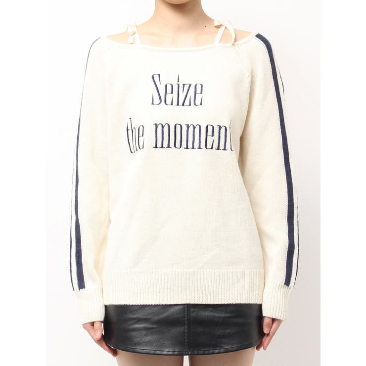 Seize the momentオフショルリボンニットトップス[品番