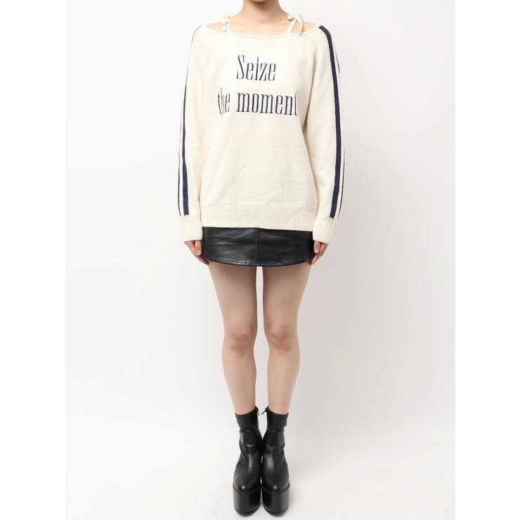 Seize the momentオフショルリボンニットトップス[品番