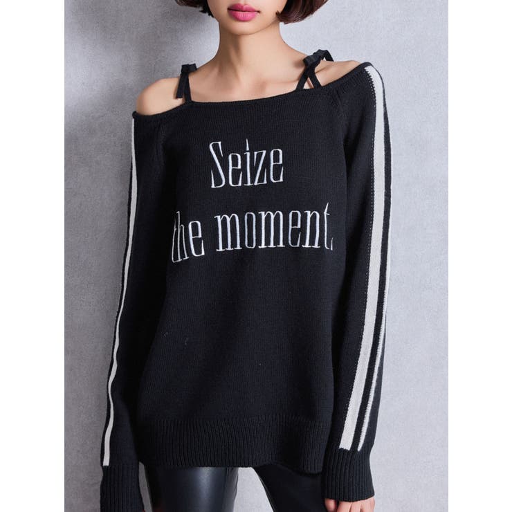 OF2-TP,MP OSADA オサダファインジョイント Seize the momentオフショルリボンニットトップス[品番